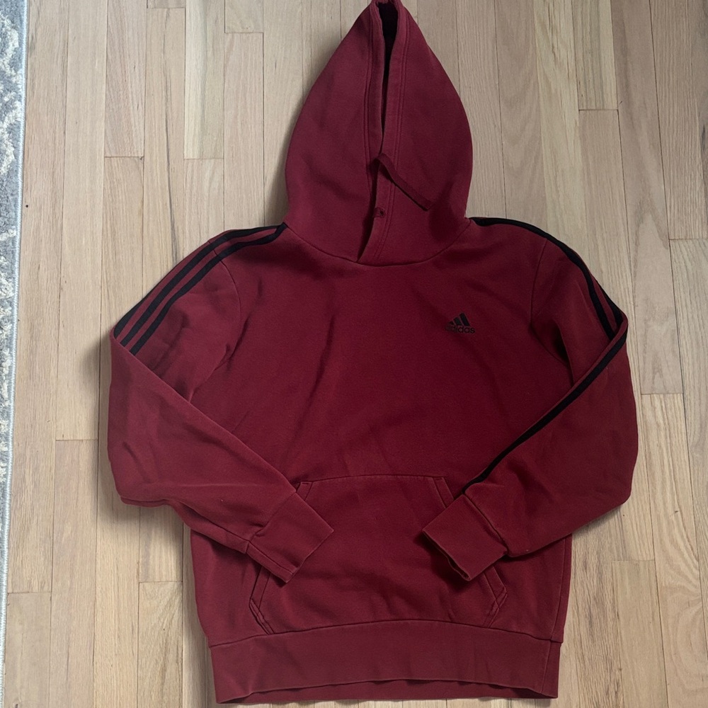 Adidas Maroon Hoodie with Black Accents